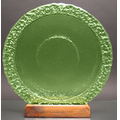 Celery Bi-Textured Apollo Platter. Recycled Glass on Recycled Wood Base.
